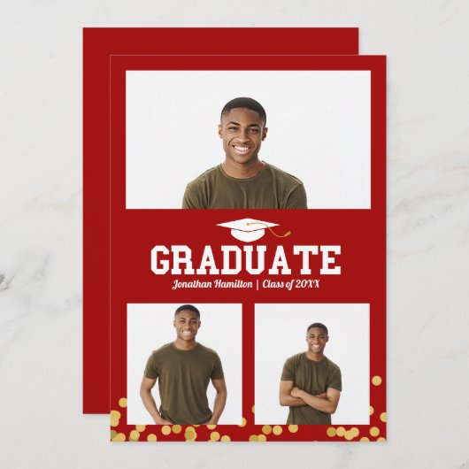 高校卒業発表写真カード 案内状 (正面/裏面)