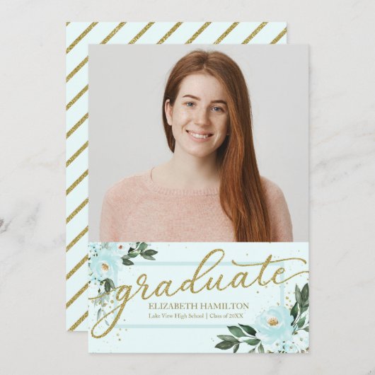 高校卒業発表写真カード 案内状 (正面/裏面)