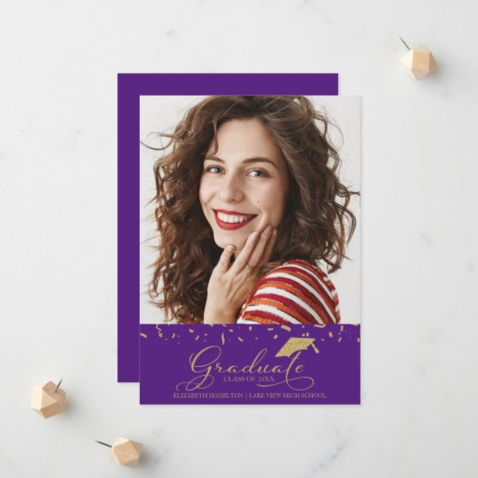 高校卒業発表写真 案内状 (正面/裏面インサイチュ)