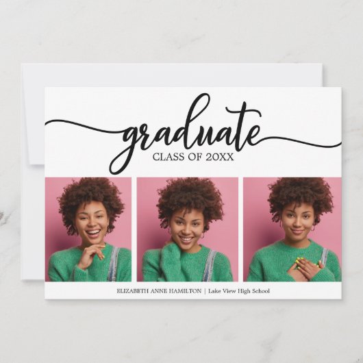 高校卒業発表3写真 案内状 (正面)