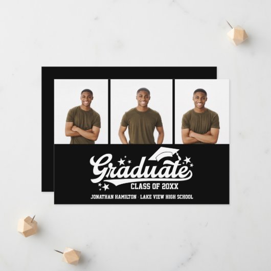 高校卒業発表3写真 案内状 (正面/裏面インサイチュ)