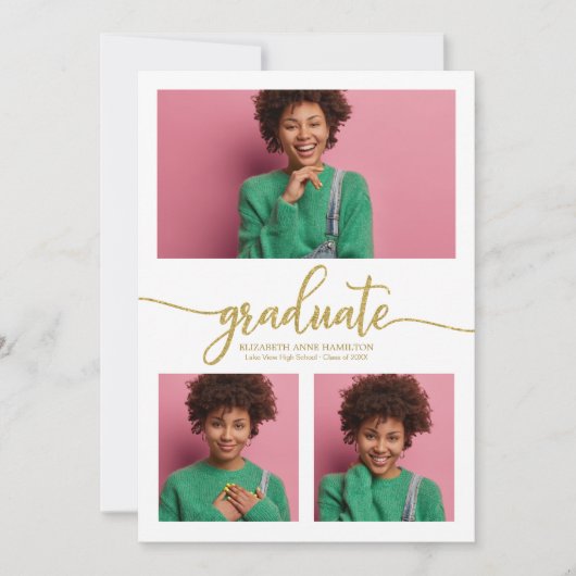 高校卒業発表3写真 案内状 (正面)