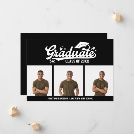 高校卒業発表3写真 案内状 (正面/裏面インサイチュ)