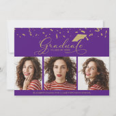 高校卒業発表3枚フォトカード 案内状 (正面)