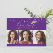 高校卒業発表3枚フォトカード 案内状 (スタンド正面)