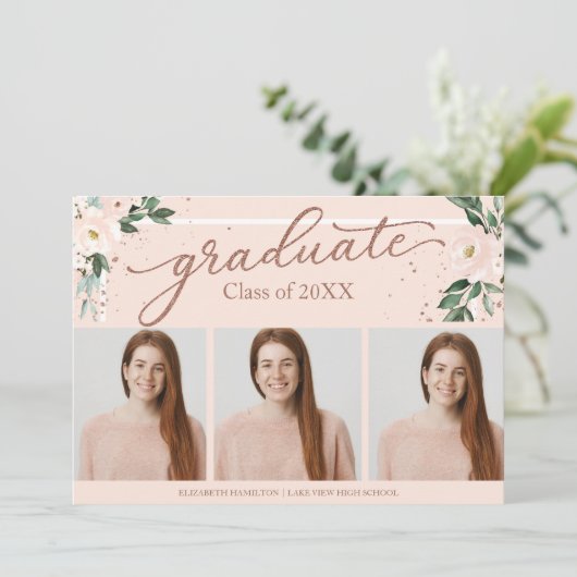 高校卒業発表3枚フォトカード 案内状 (スタンド正面)