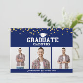 高校卒業発表3枚フォトカード 案内状 (スタンド正面)