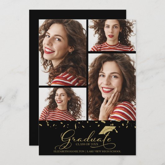 高校卒業発表4写真 案内状 (正面/裏面)