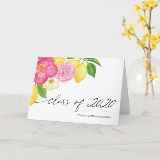 高校卒業祝いカレッジ卒業花模様 カード (黄色い花)
