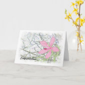 高校卒業祝いピンクのヒビツ カード (黄色い花)