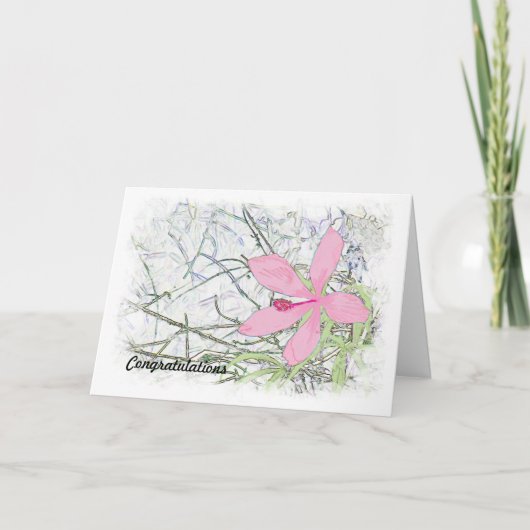 高校卒業祝いピンクのヒビツ カード (正面)