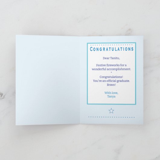 高校卒業祝い花火 カード (内部)
