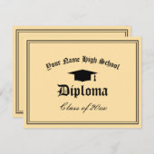 高校卒業証書テンプレート（シール付き） 案内状 (正面/裏面)