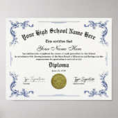 高校卒業証書GED証書 ポスター (正面)