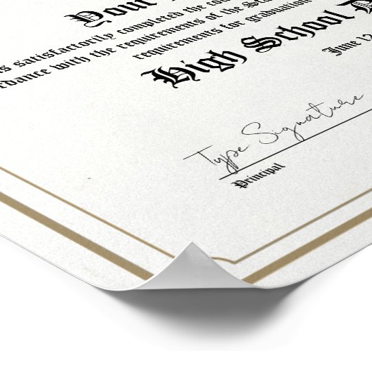 高校卒業証書GED ポスター (角)