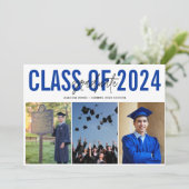 高校卒業青いコラージュ 案内状 (スタンド正面)