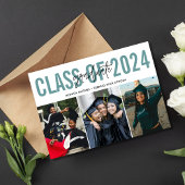 高校卒業3写真ティール（緑がかった色） 案内状