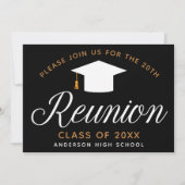 高校同窓会 おしゃれ ゴールド ブラック カスタムパーティー 招待状 (正面)