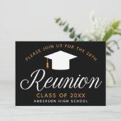 高校同窓会 おしゃれ ゴールド ブラック カスタムパーティー 招待状 (スタンド正面)