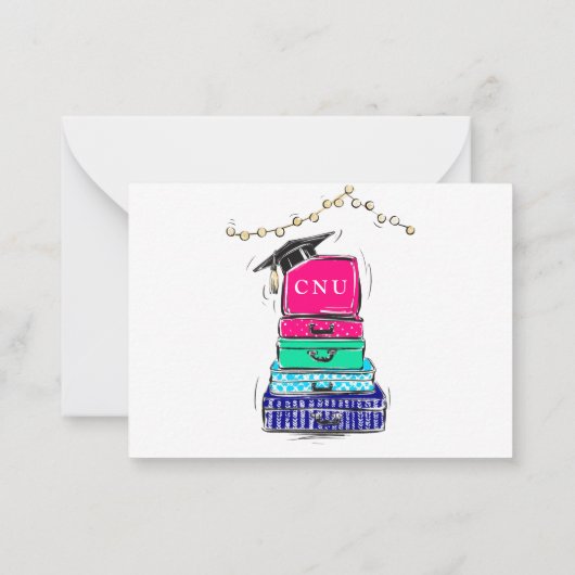 高校名門私立校風の卒業大学スーツケース ノートカード (裏面)