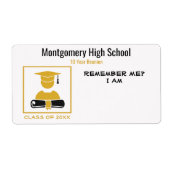 高校懇親会ブラック金ゴールド紙名タグ ラベル (正面)