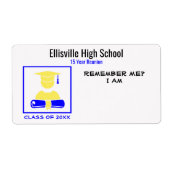 高校懇親会ブルーイエロー紙名札 ラベル (正面)