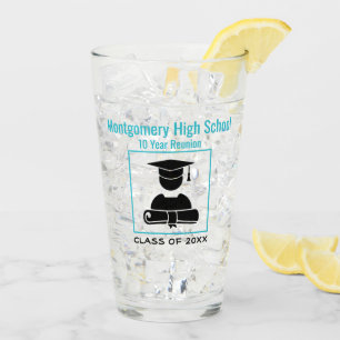 高校懇親会名前をカスタムするブラックパステルブルー タンブラーグラス