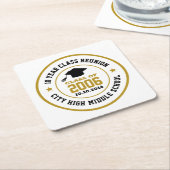 高校懇親会大学卒業年 スクエアペーパーコースター (アングル)