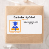 高校懇親会紙ブルーオレンジネームタグ ラベル (インサイチュ)