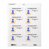 高校懇親会紙ブルーオレンジネームタグ ラベル (フルシート)