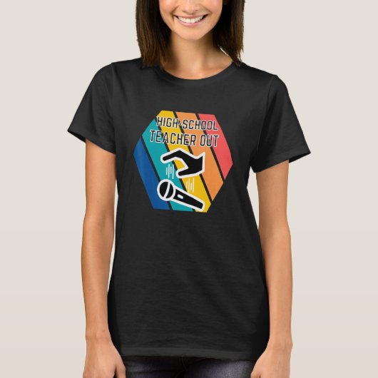 高校教師の勇姿 マイクドロップで感謝の学期末 Tシャツ (正面)