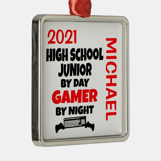 高校生ジュニア遊はビデオゲームを愛 メタルオーナメント (右)