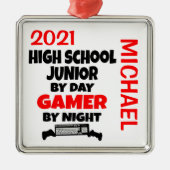 高校生ジュニア遊はビデオゲームを愛 メタルオーナメント (正面)