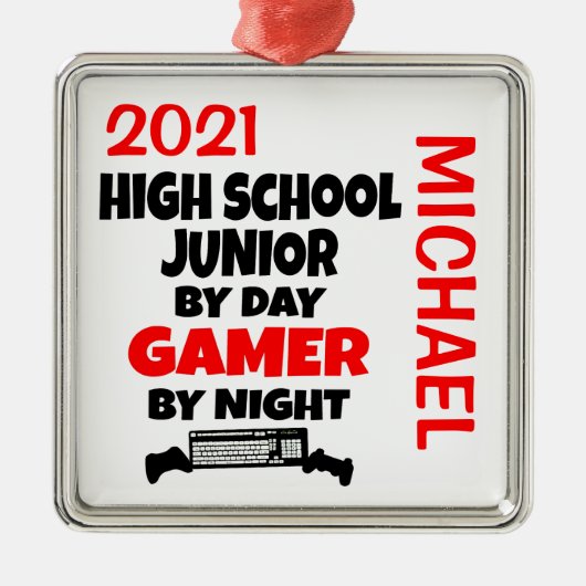 高校生ジュニア遊はビデオゲームを愛 メタルオーナメント (正面)