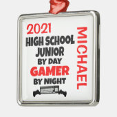 高校生ジュニア遊はビデオゲームを愛 メタルオーナメント (左)