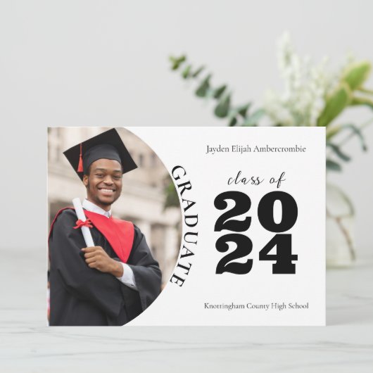 高校生一モダン写真卒業 案内状 (スタンド正面)