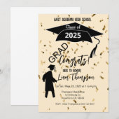 高校生卒業パーティーキャップ紙吹雪 招待状 (正面/裏面)