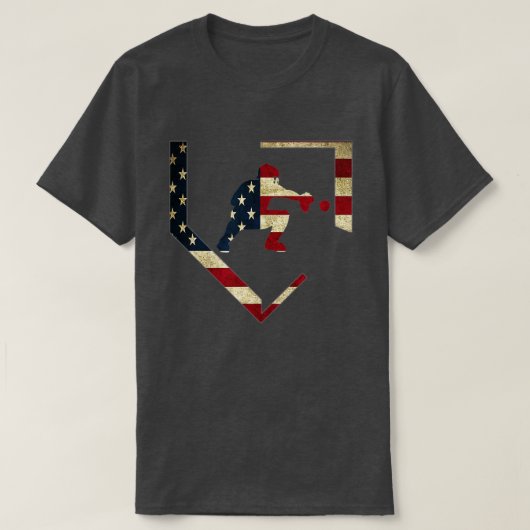 高校野球捕手ギアアメリカ国旗Gi Tシャツ (デザイン正面)