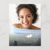 高校金ゴールドグリッター学卒発表 ポストカード (正面)