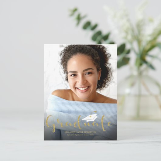 高校金ゴールドグリッター学卒発表 ポストカード (スタンド正面)