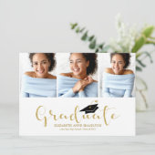 高校3写真金ゴールドグリッター書道グラード 案内状 (スタンド正面)