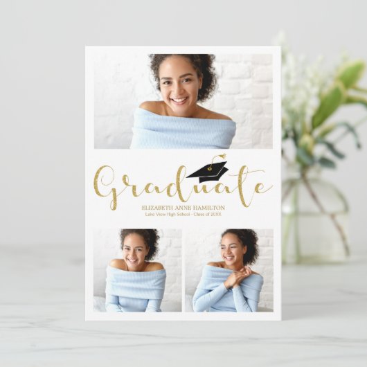 高校3号写真グリッター卒業発表 案内状 (スタンド正面)