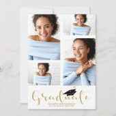 高校4号写真金ゴールドグリッター卒業発表 案内状 (正面)