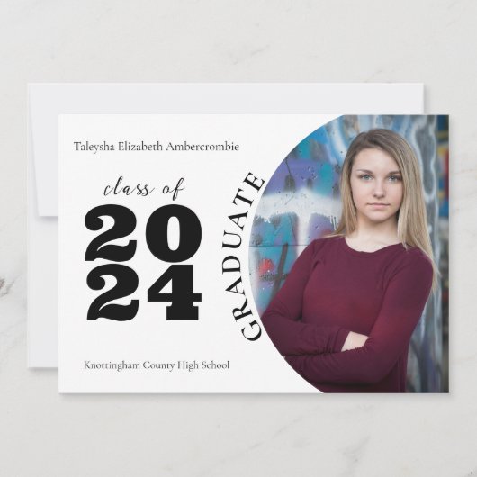 高校 ミニマル ワンフォト 卒業生 案内状 (正面)