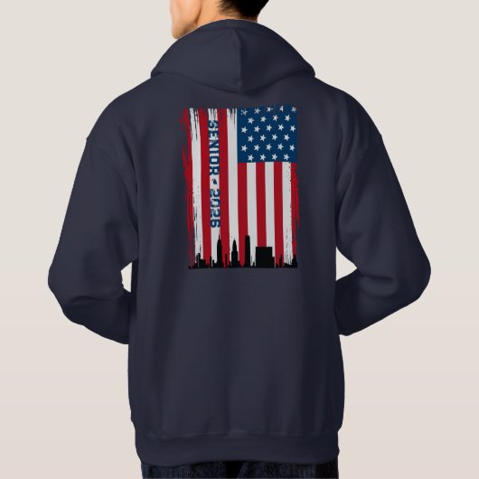 高校・大学 シニア アメリカ国旗 NYCスカイライン パーカ (裏面)