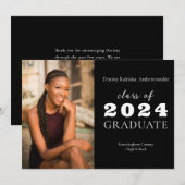 高校 現代 ミニマル クラシック 卒業生 案内状 (正面/裏面)