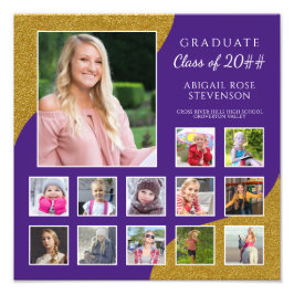 高校K-12フォトコラージパープルと金ゴールド フォトプリント           