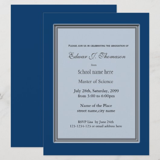 高業績ブルー卒業発表 招待状 (正面/裏面)