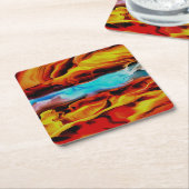 高温冷素子アクリル系ポア抽象芸術 スクエアペーパーコースター (アングル)