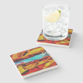 高温冷素子アクリル系ポア抽象芸術 ストーンコースター (横)